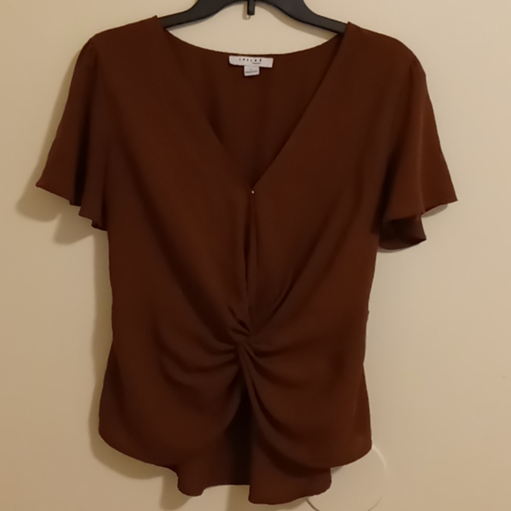 Brown faux knot blouse